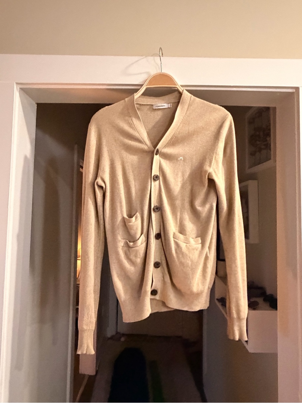 J.Lindeberg Men’s Beige Button-Front Cardigan
